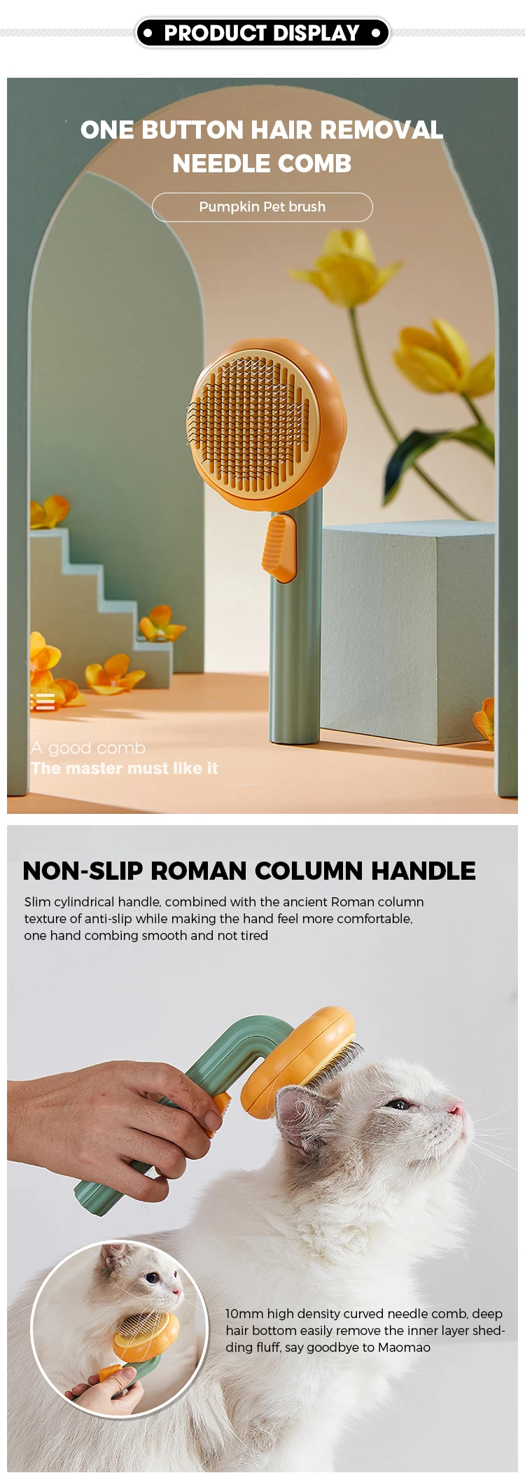 Wholesale Custom Pet Grooming Brush Patent Pumpkin Design Pet Cat