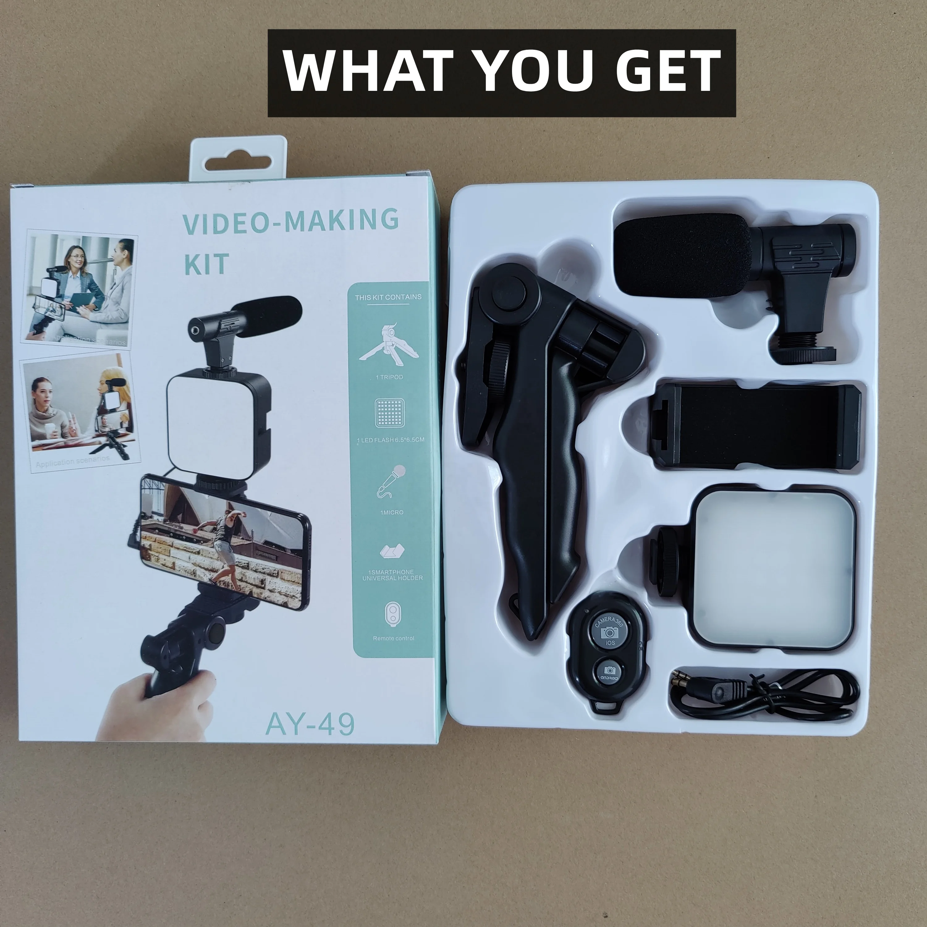 Vlog Beginners Smartphone Video Kit AY-49 LED Light