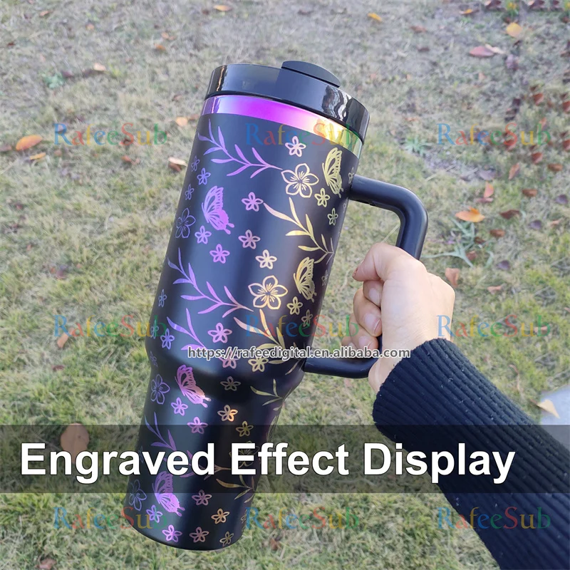 40oz 40 Oz Laser Engraved Etching Rainbow Plated Electroplate Powder