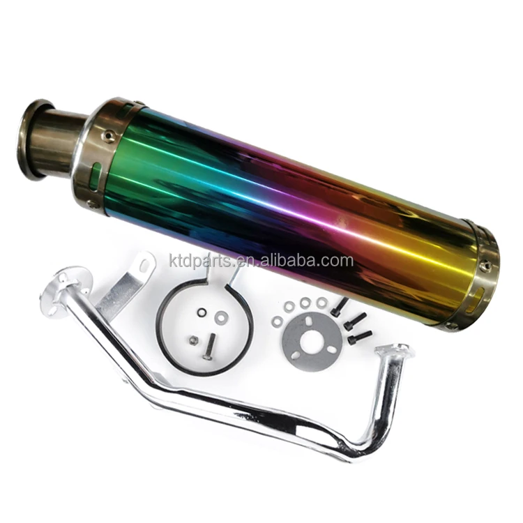 Глушитель выхлопной трубы KTD GY6 серебристый глушитель для скутера мопеда мотоцикла 50 куб.