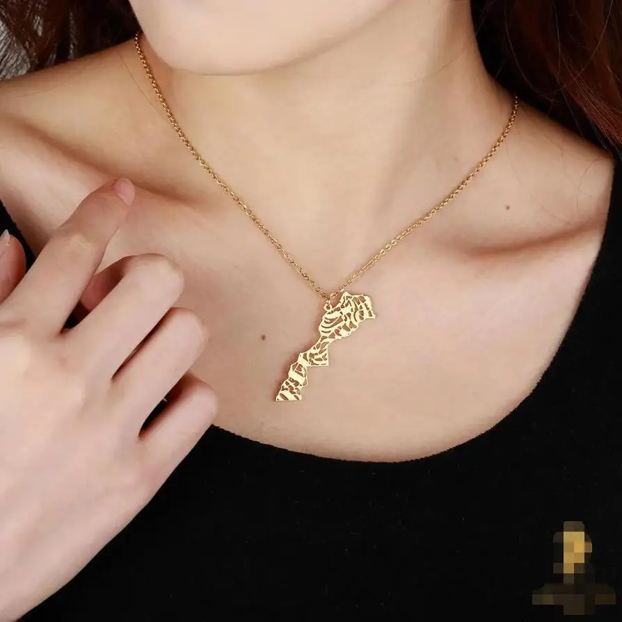 Inspire gioielli all'ingrosso marocco mappa collane con ciondolo per uomo donna collana con catena in oro arabo vuoto in acciaio inossidabile Islam