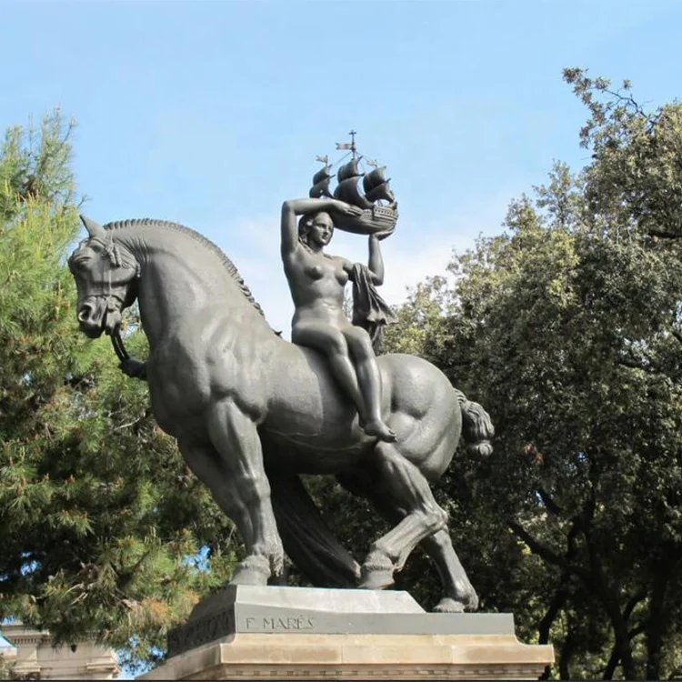 Life Size Big Horse Sculpture With Sex Girl Statue in Garden Decoration