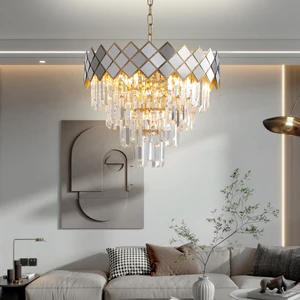 Hot Sale Luxury Aluminum Lamparas Silver Chrome Crystal Chandelier Modern