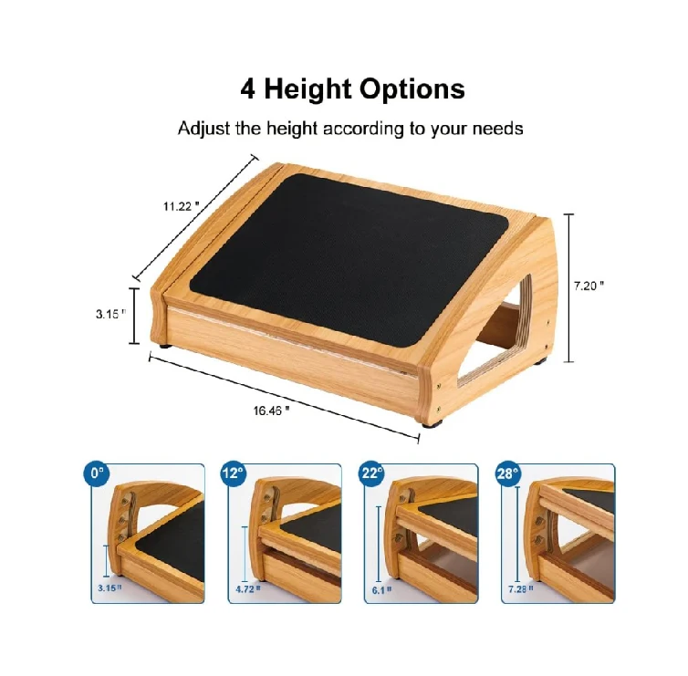 LUOZZY Wooden Foot Stool – Slanted Under Desk Foot Rest, 11.8"x8.3"x4.3", No Assembly Needed - View #11
