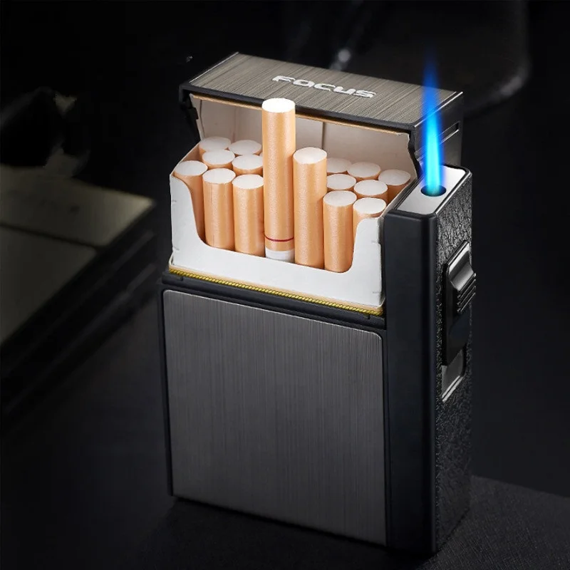 cigarette holder price Case Brushed Metal Cigarette Case with Magnetic Switch Flip Closure,20 Capacity (85mm, Gray + Blue,2 Pack,) : Health & Household Cigarette Case