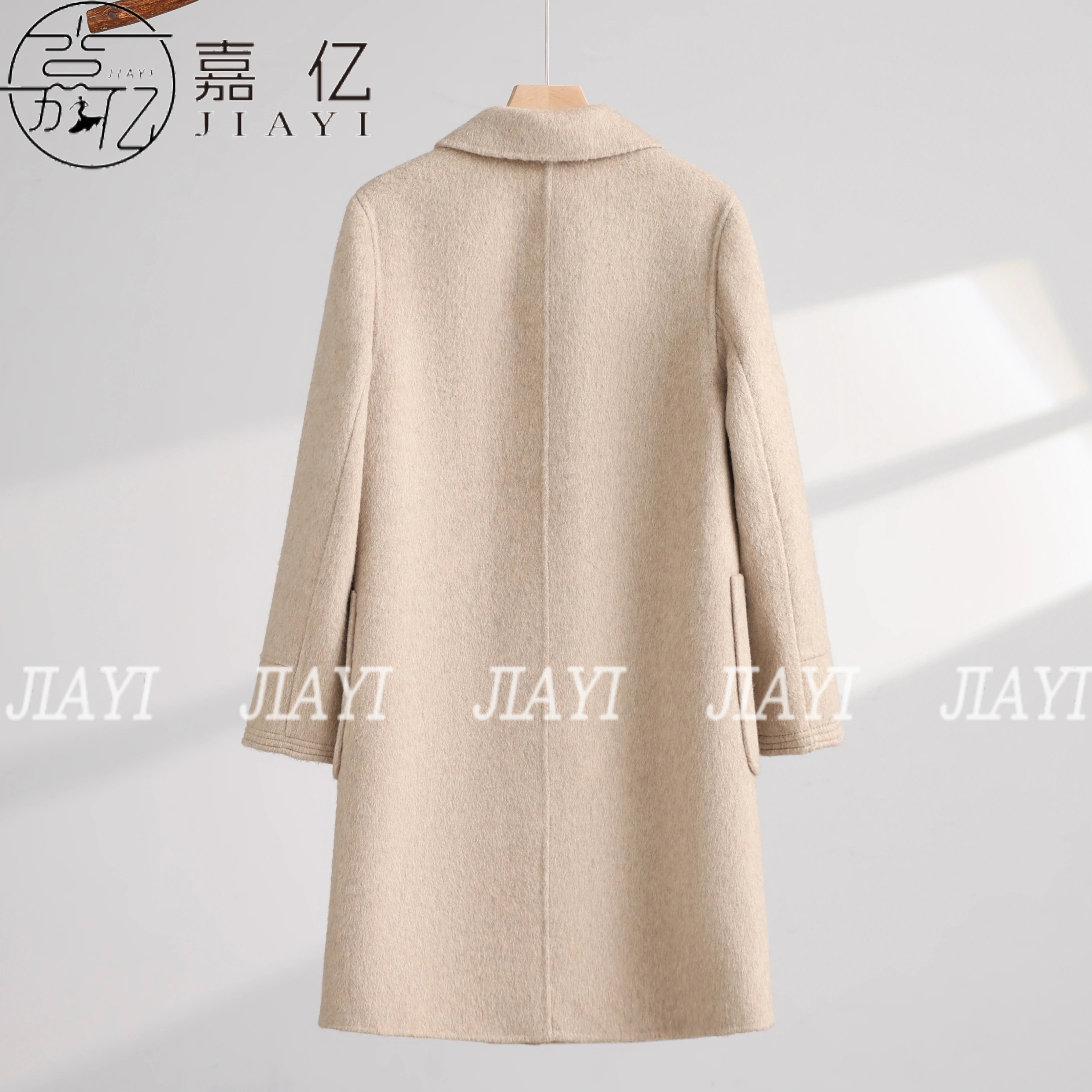 Women's Casual Slim-Fit Wool Coat Solid Color Long Sleeves Warm Autumn Winter Jacket Loose Coat-Raw Processing Promotion Event