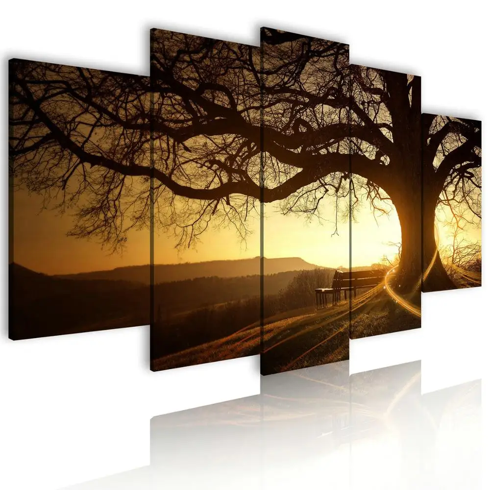 Panel Tree Canvas Painting for Living Room Wall Decor Landscape Home Decoration Wall Art Wholesale Drop Shipping 5 Customised