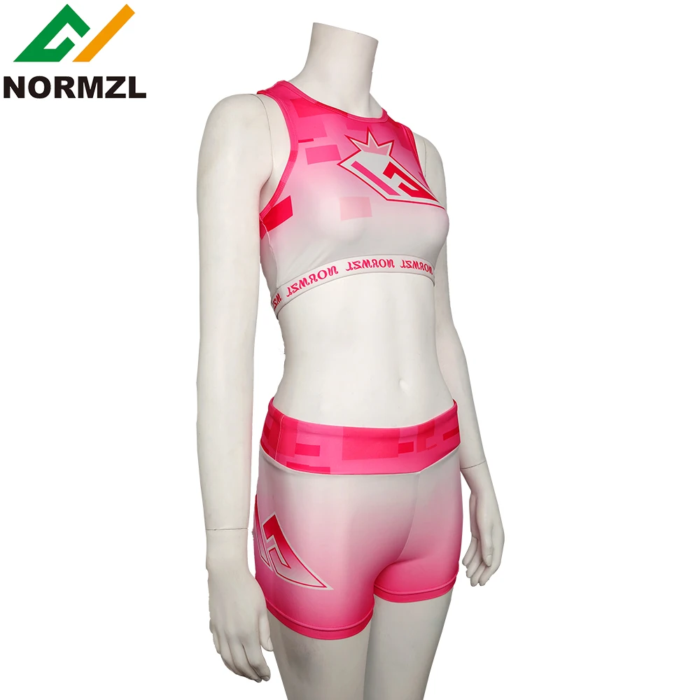 Customized Cheer Practice Wear Sublimated Bra Shorts Training Sets Breathable Spandex Cheerleading Uniform Custom Logo Print