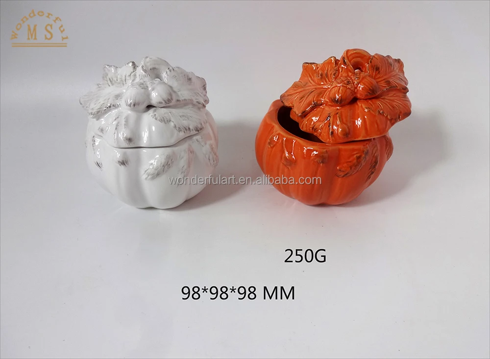 Ceramic Orange Storage Jar Harvest Festival Canister Porcelain Gift Tableware for Home Decoration