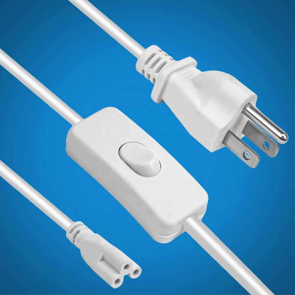 Jesled T5 T8 Led Tube 3 Hole Extension Cords Wire Switch Power Cord 2ft
