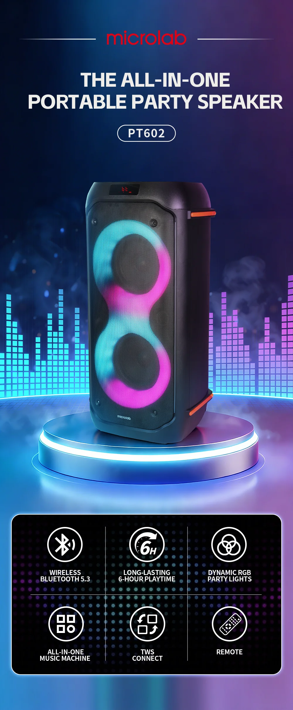 Microlab PT602W 40 Watt Bluetooth Party Speaker