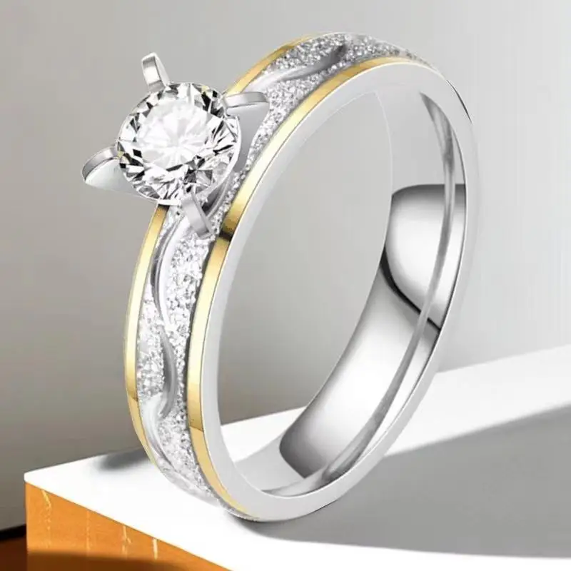 Wholesale Stainless Steel for Men Gold Stainless Steel Jewelry Diamond Inlay Wholesale Stainless Steel Rings Set for Wedding