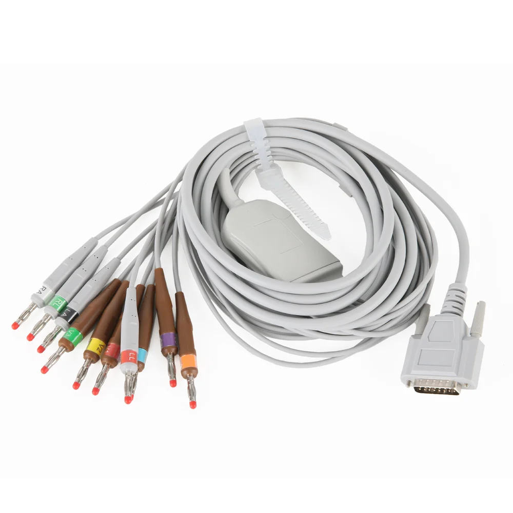 Factory Supply Edan SE-1200 SE-1201 Medical Consumables 12-Lead EKG Cable ECG Cable and Banana Lead Wires