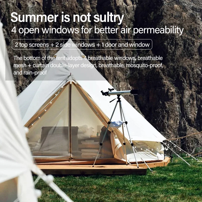 Outdoor Waterproof Bell Tent Carpet 5m Camping Cotton Canvas Bell Tents