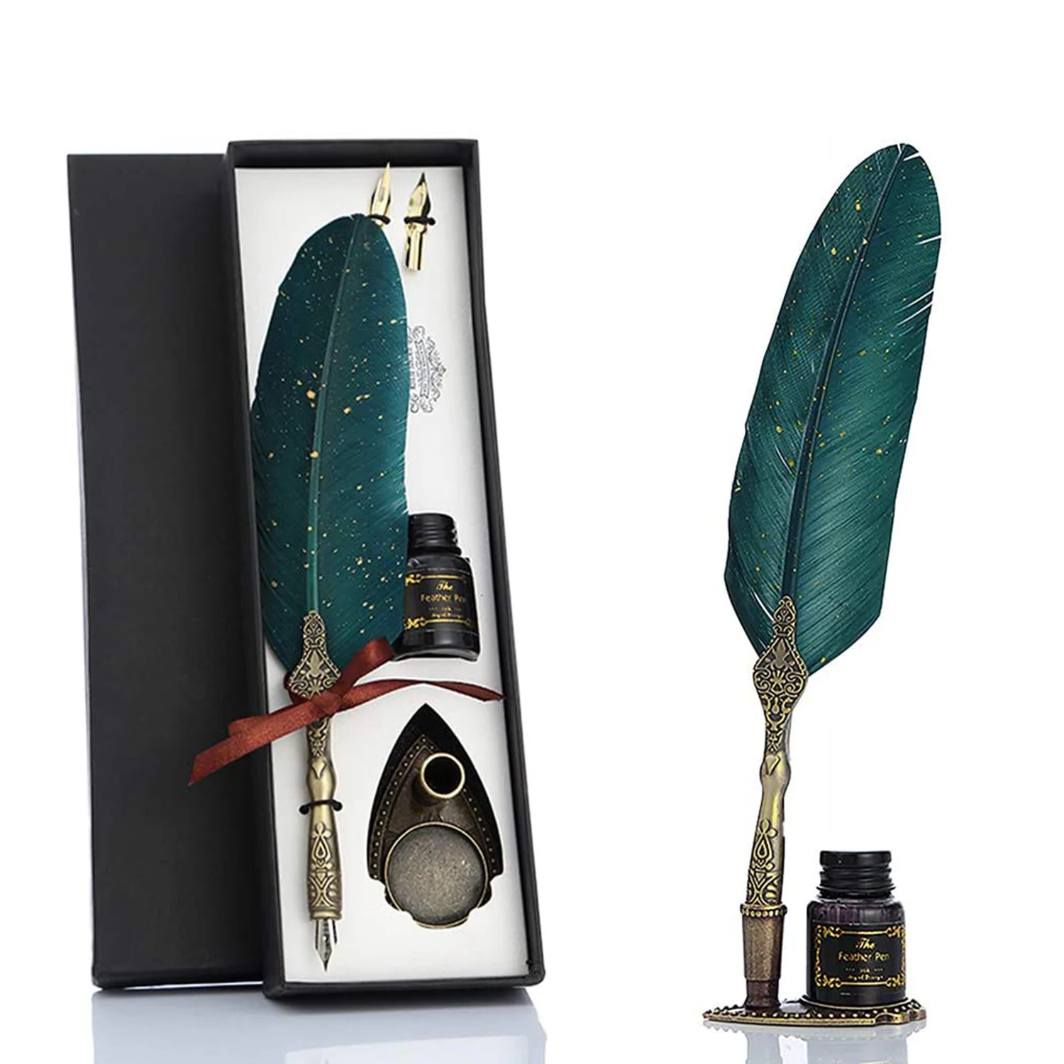Greensen Quill Feather Dip Pen Set - Vintage Calligraphy Pen With 6 Nibs & Ink Bottle For Handwriting & Gifts - View #10