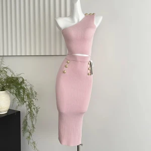 Women's Plus Size Suit Women's Knit Top High Waist Skirt Summer Knit Two-piece Set