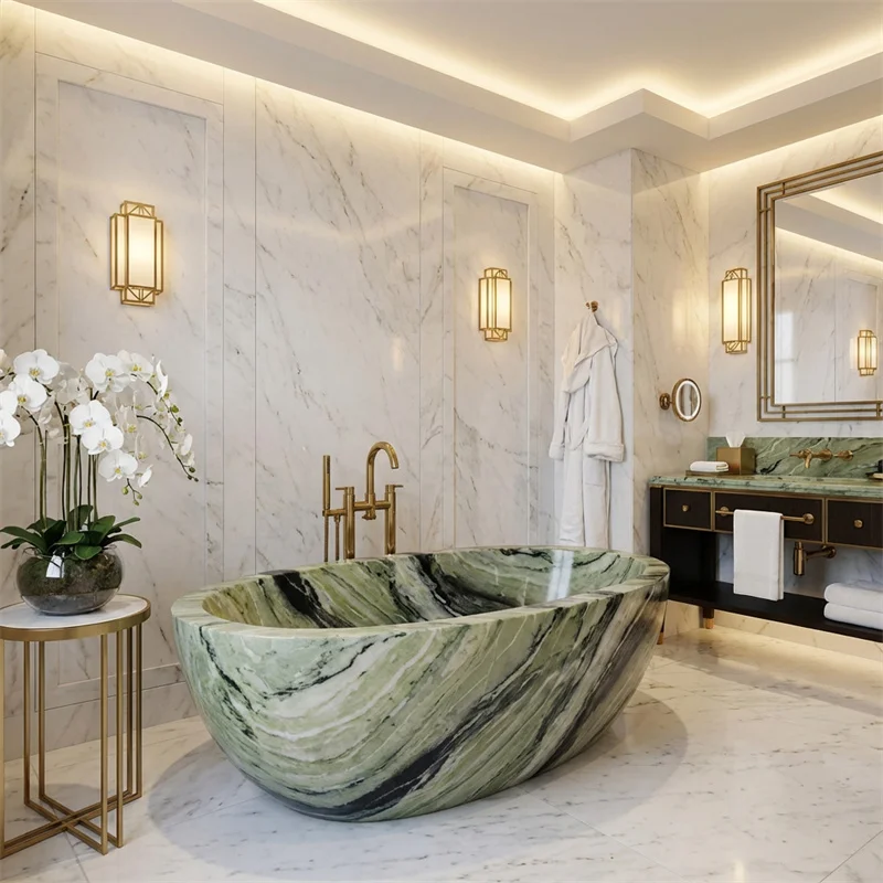product modern luxury shangrila  marble bathtub portable foldable eco friendly natural stone for apartment hotel villa bathroom-3