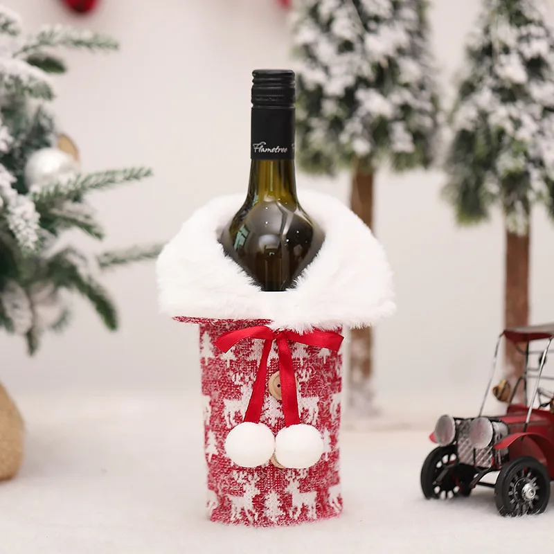 Christmas Wine Bottle Cover Merry Christmas Wine Bottle Toppers Decorative Navidad Noel For Table Christmas Decorations