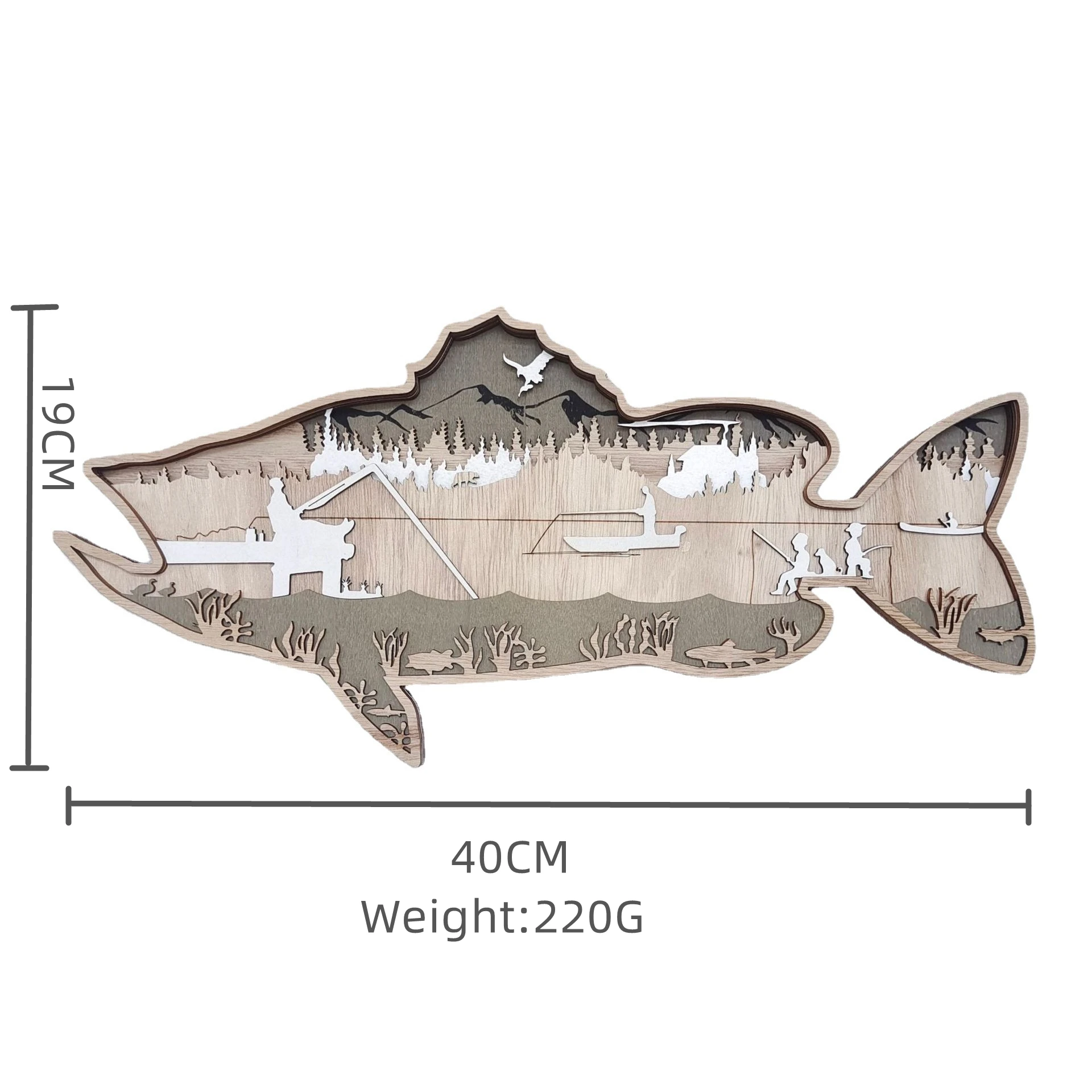 木製魚彫刻 カナダ 原住民 木製 サーモン型壁掛装飾品 62cm 壁掛けアート木彫り魚ホーム農家の装飾サメの森木彫りクラフト