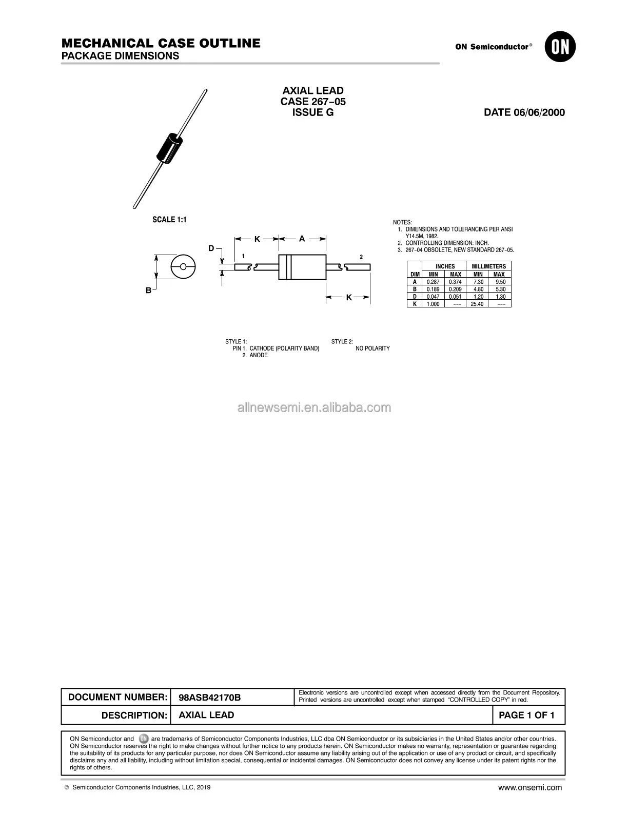 Hot sale Original 1N5822RL DIODE SCHOTTKY 40V 3A DO201AD Diode 40 V 3A Through Hole DO-201AD Rectifiers Single Diodes