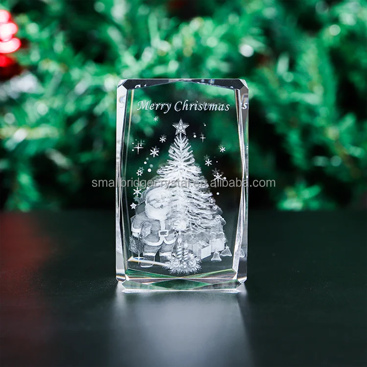product small bridge various customized decorations 3d gifts 3d laser glass crystal crafts for merry christmas gifts-8