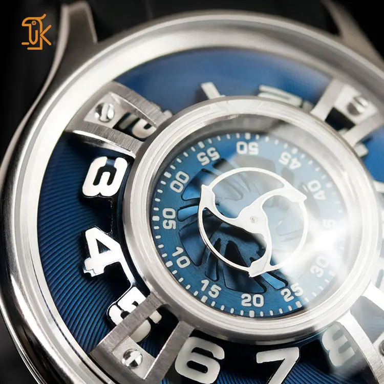 Expensive Unique Design Wandering Hour Mechanical Watch Luxury Brand Custom Logo Steel Luminous Domed Glass Wrist Watch Supplier