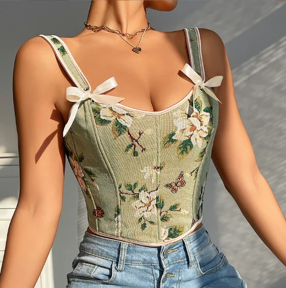 Floral Corset Bustier Top (YD003) product reference view 2