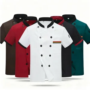 Chef Uniform Chef Clothes Short Sleeve Hotel Restaurant Kitchen Overalls Uniform Student Chef Clothing