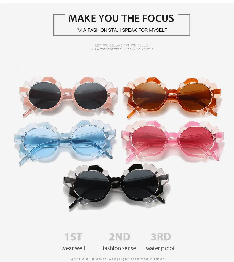 New Fashion Irregular Frame Sunglasses Women Brand Designer Vintage Oval Colorful Sun Glasses Female Show Shades Oculos Feminino