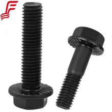20pcs/Bag Carbon Steel M8 M10 M12 M14 M16 Full Thread Hex Flange Bolts with Serrated External Hexagon Hex Flange Head