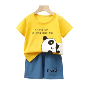 Summer New Sports Style Crew Neck Short Sleeve Fashion Suit Boy Clothing Set