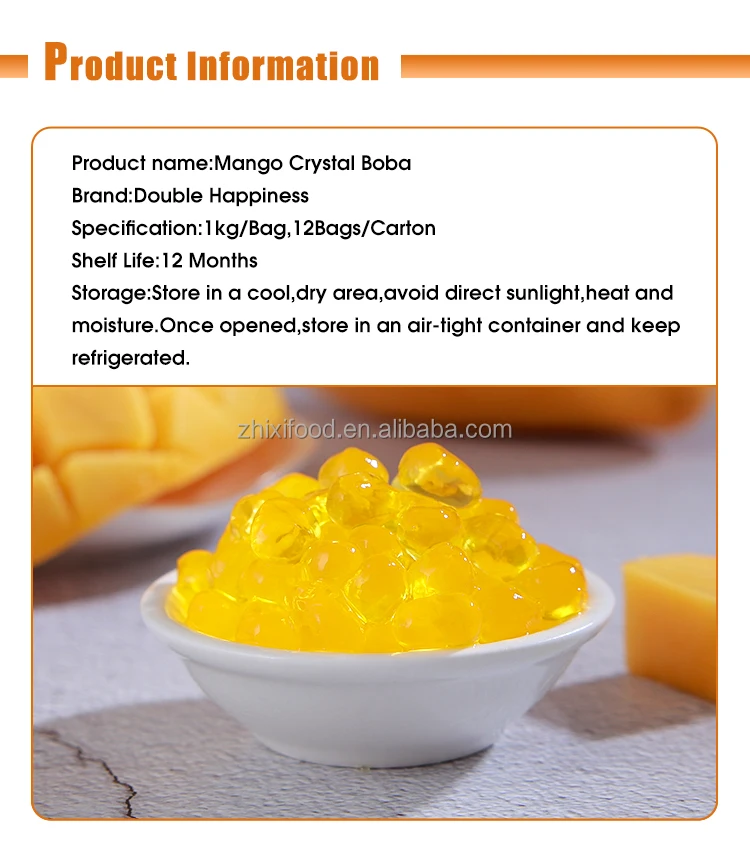 1kg Mango Taste Agar Konjac Jelly Pearls Crystal Boba Buy Ready To Eat Crystal Boba,Agar