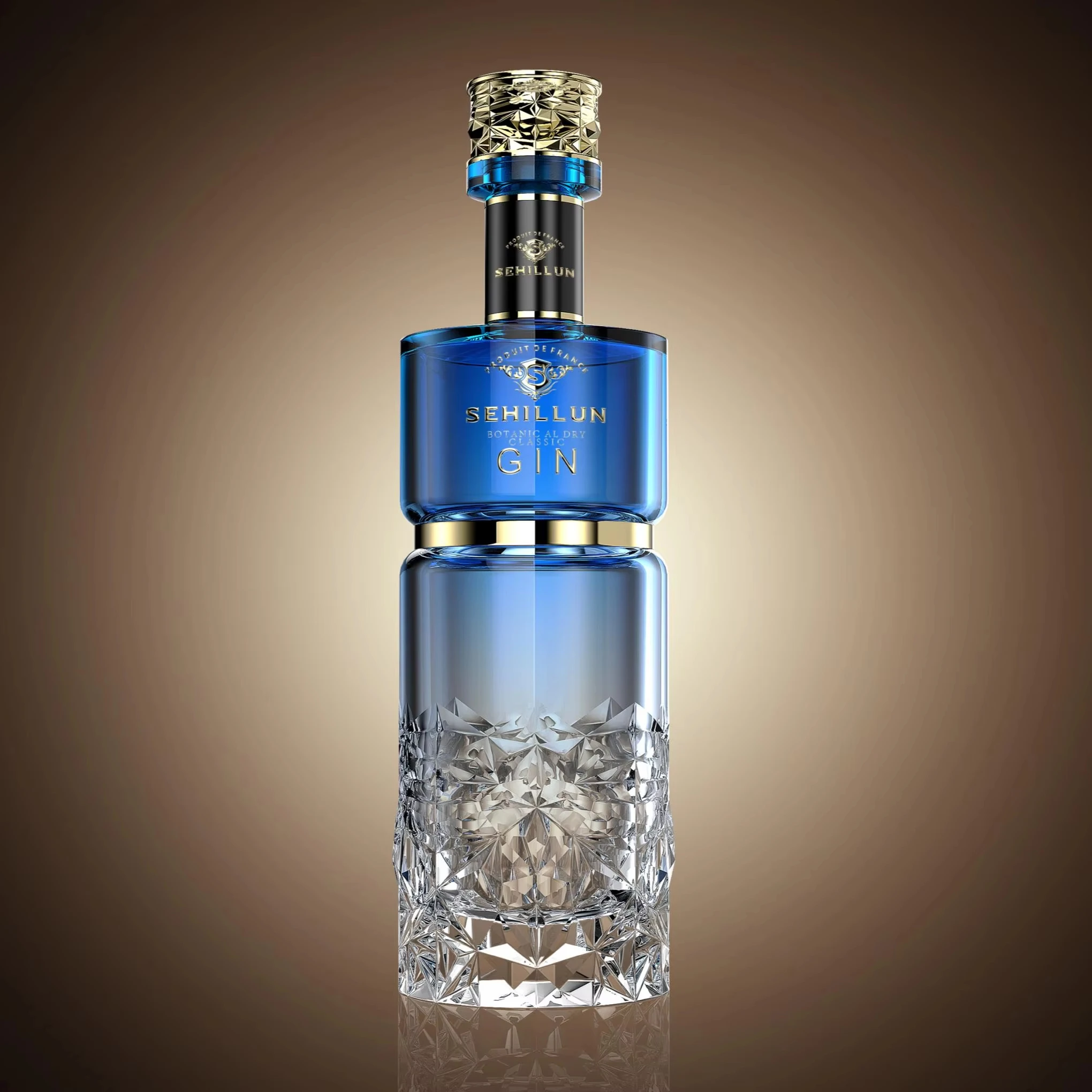 An optional 700 ml or 750 ml empty glass gin spirits bottle sample luxurious with gift box