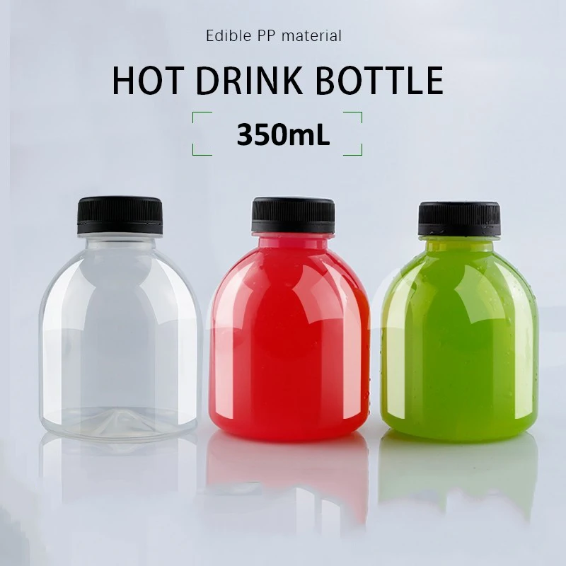 Plastic juice bottle with temper-evident Screw caps Boba tea bottle For Drink beverages PP/PET factory