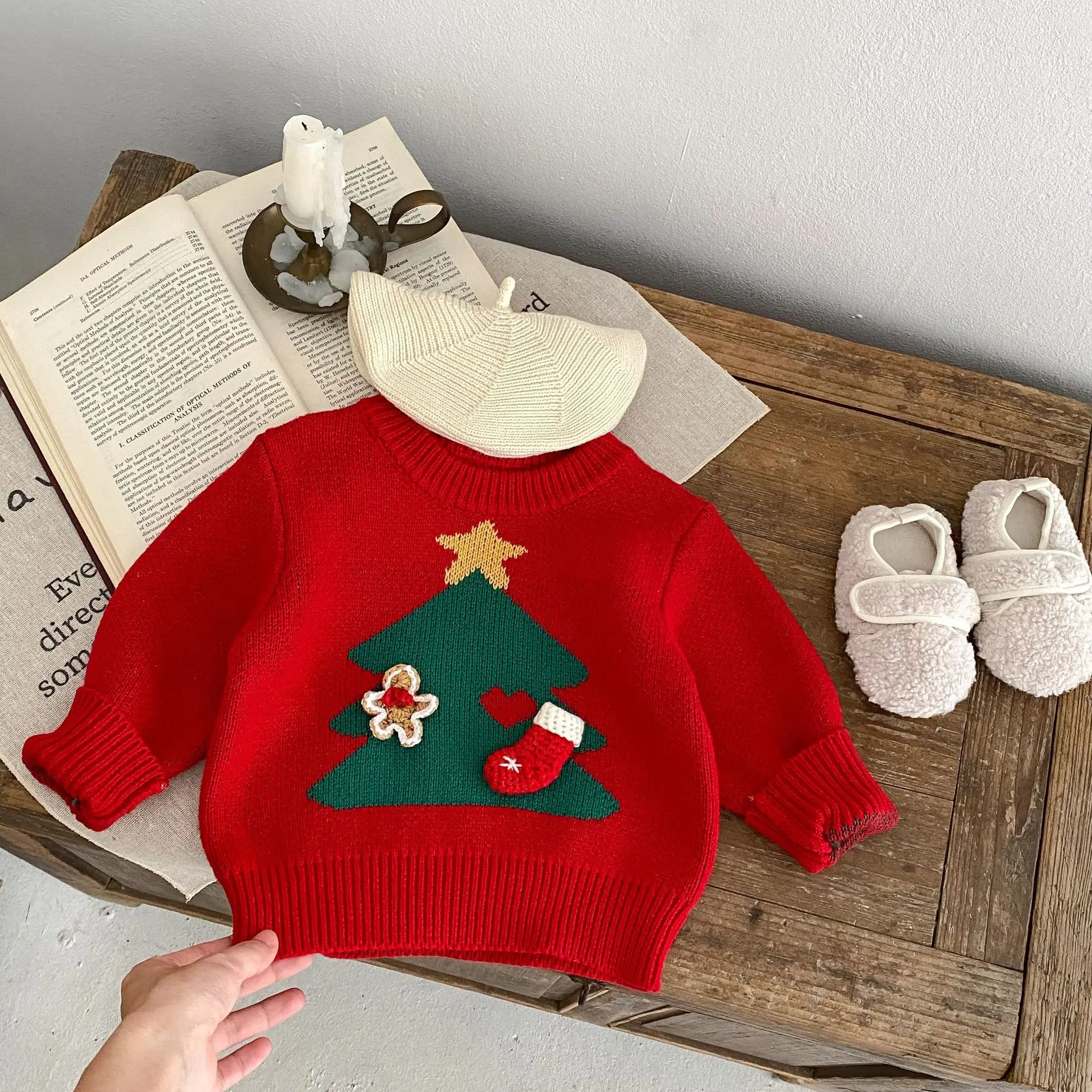 Engepapa Autumn Infant Christmas Clothes Girl Knitted Sweater Jacquard