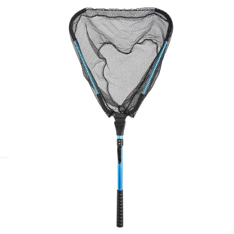 best folding fish landing net PLUSINNO FN9 with Foldable Telescopic Pole Handle – Plusinno grain leather net strap and a Strap Snap sheath to carry the net on your belt Aluminium Material Foldable Fishing Landing