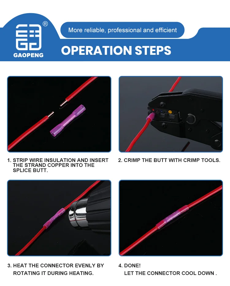 Waterproof Heat Shrink Butt Connectors – Wire Splice Terminals 22-10 AWG Gauge