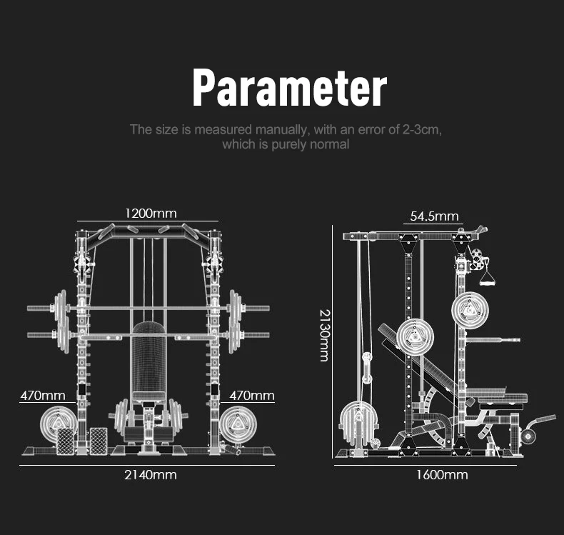 Squat Machine Dimensions Commercial Home Gym Smith Machine Squat Rack Multi-function Fitness ...