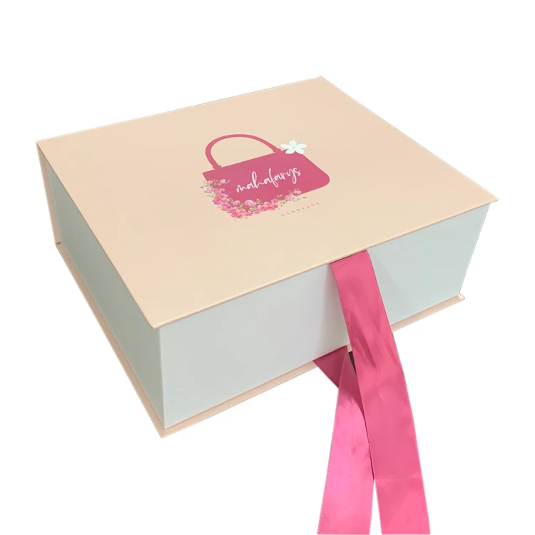 Customizable Matte Paperboard Rigid Box for Handbag Display Recycled Materials with Ribbon Closure