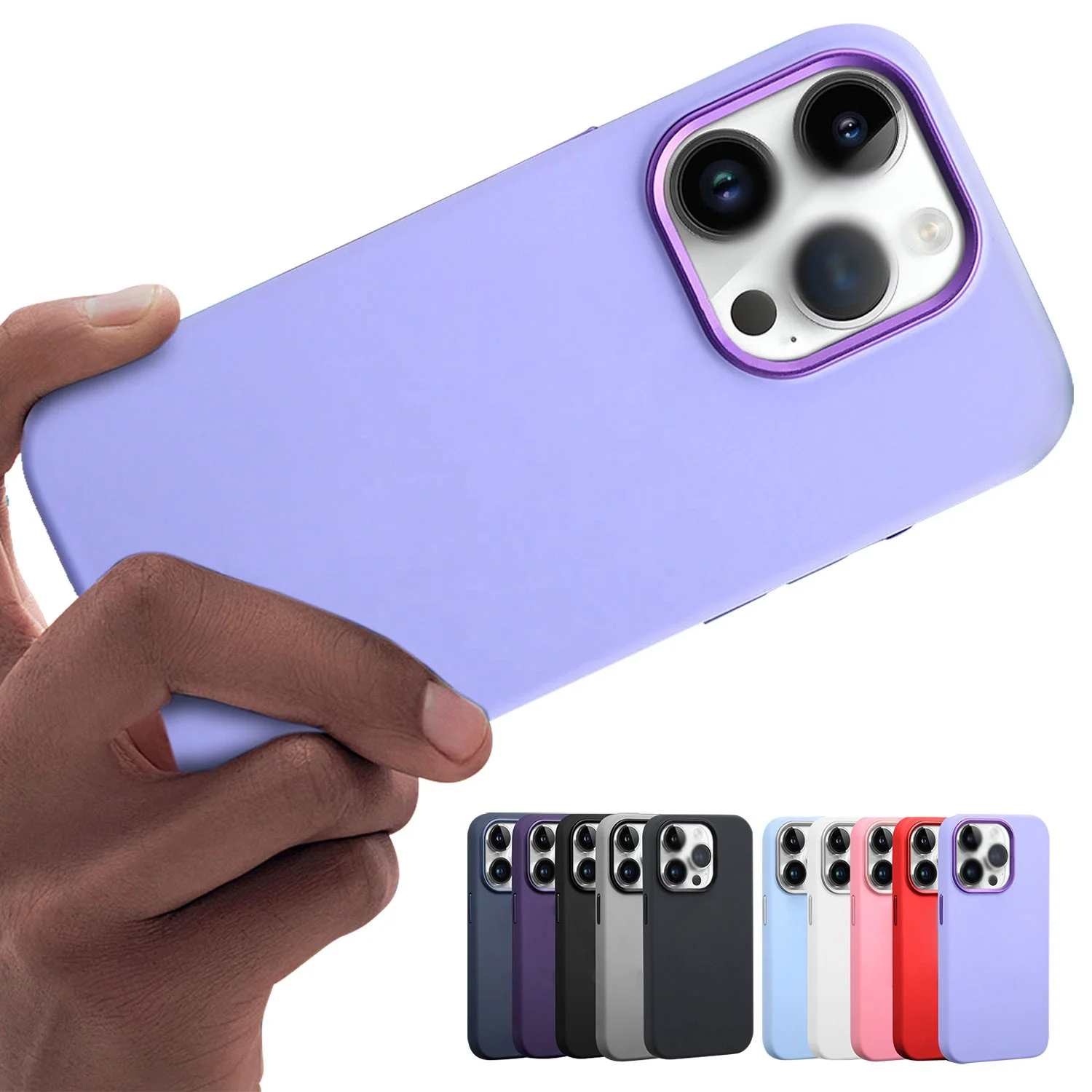2024 New Fashion Premium Phone Case Liquid Silicon Magnetic With Camera Ring for iPhone 15 Pro Max Phone Colors Shockproof Cases