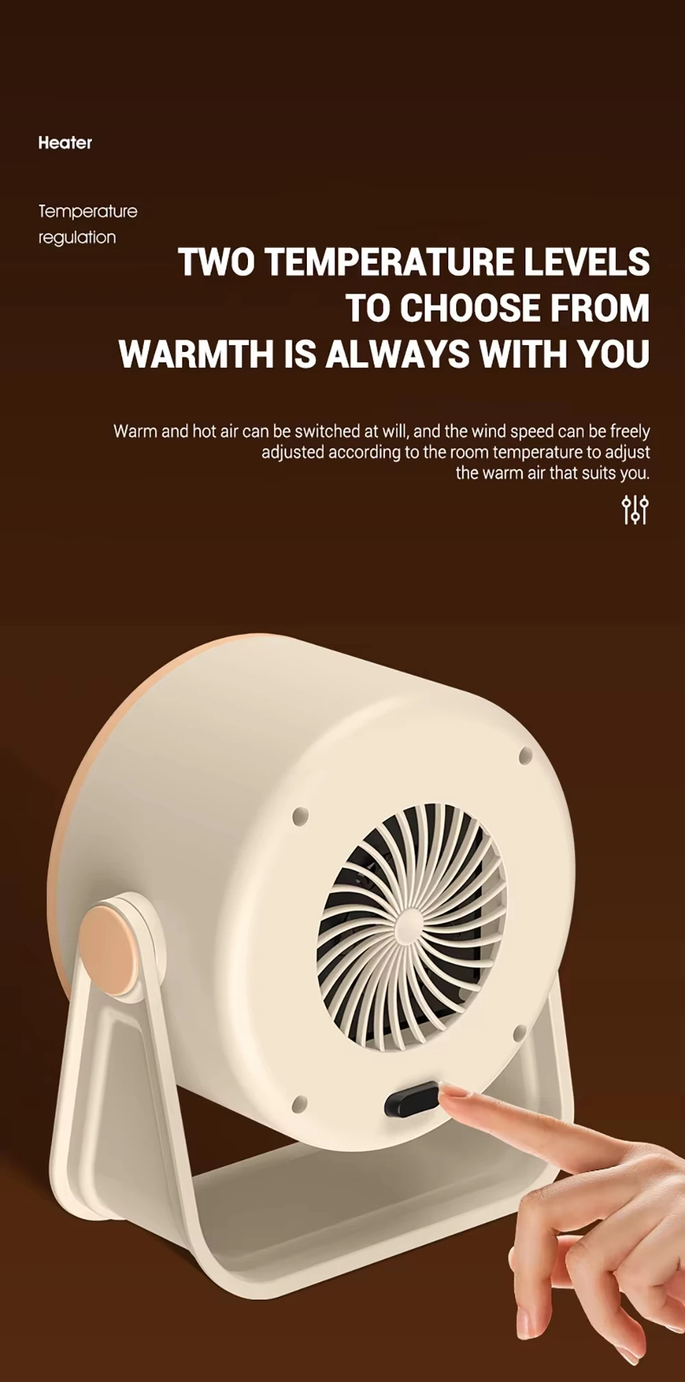 Ceramic Plastic Space Fan, Portable, PTC, 500W - detail 4