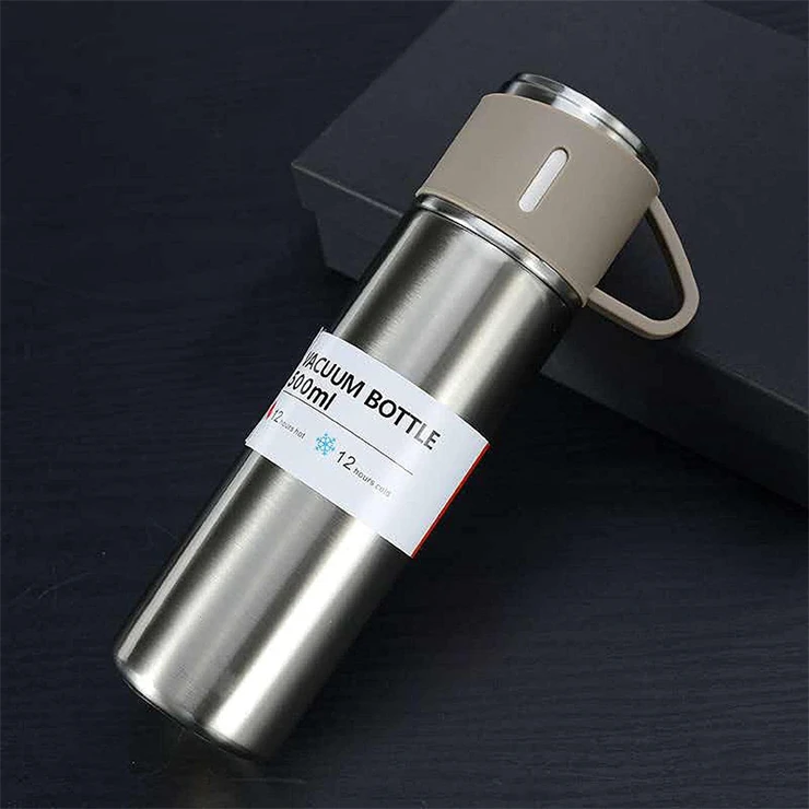 Water Flask Vacuum Insulated Bottle with Cup for Coffee Stainless Steel Thermo Set 500ml