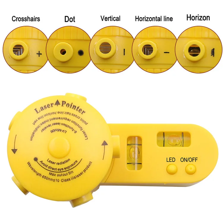 Horizontal Vertical Line Tool Yellow Multifunction Cross Line Laser Leveler with Tripod Worldwide