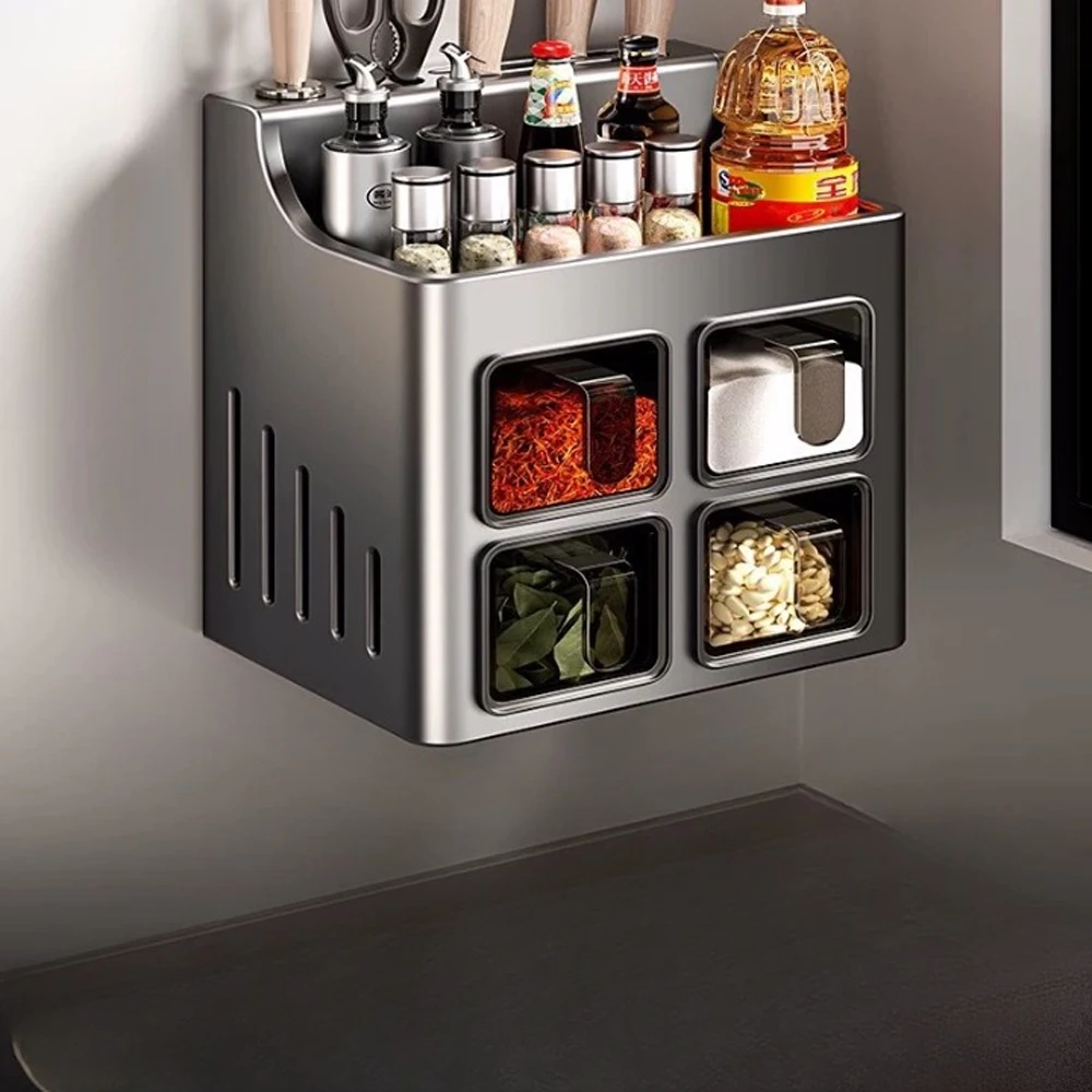 Multi-Purpose Adhesive Wall Shelf for Kitchen Office Organization Waterproof Spice Organizer