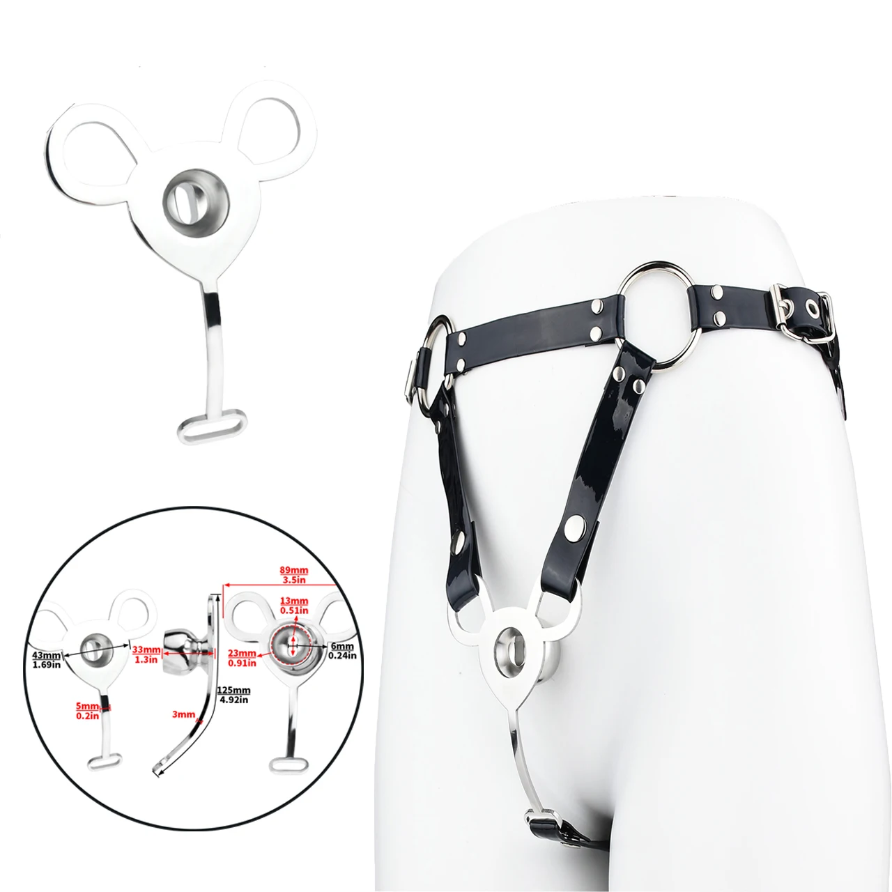 FRRK New Piercing Cock Cage with Three Sizes Waist Belt Urinal Cock Cage for Men Gay Sissy