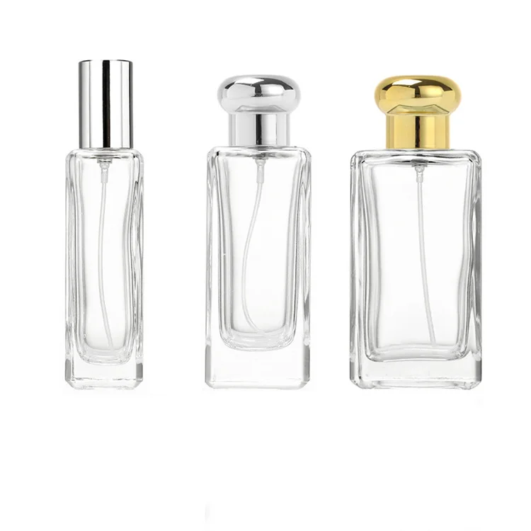 Luxury Gold Empty Rectangular Glass Perfume Spray  Bottle 30ml 50ml 100ml