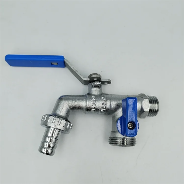 Two Handle Two Inlet Way Bib Cock Hose Water Tap Washing Machine Forged Brass Bibcock Water Tap