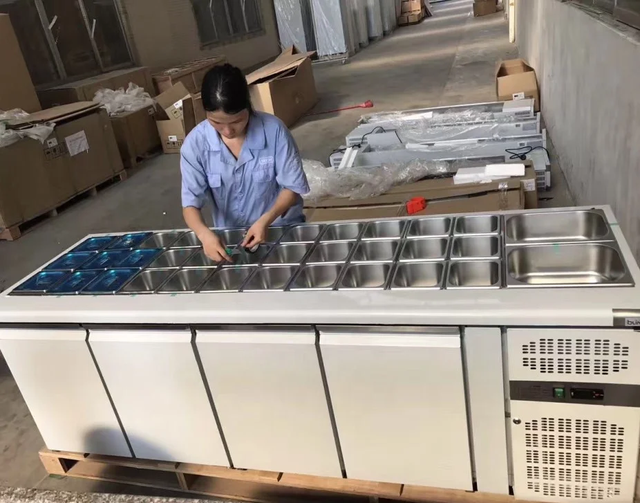 GN Pans Open Display Counter Cooler Salad Bar Refrigerator /Buffet Salad Bar Refrigeration Equipment