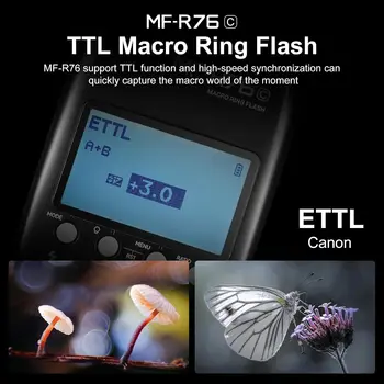 GODOX Macro Ring Flash for Canon MF-R76C TTL/M Mode CCT 5900K 76Ws 2.4G Wireless Control 550 Full-Power Flashes 0.1-1s Recycle detail image