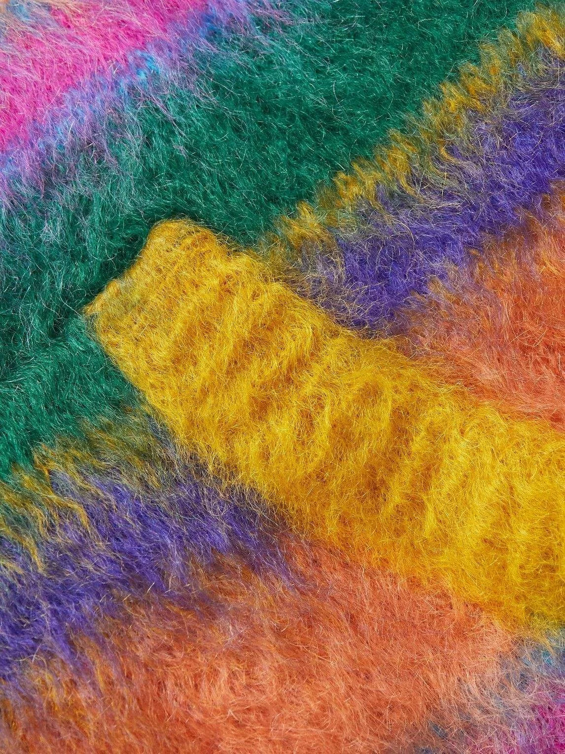 Custom Zip up Mohair Hoodies Unisex Oversized Thick Fuzzy Wool Blend Stripe Knitted Women Men Mohair Sweater gallery 4